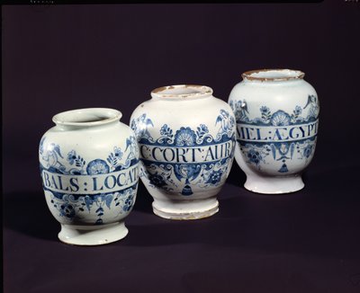 Apothecaries drug jars, c.1740 by English School